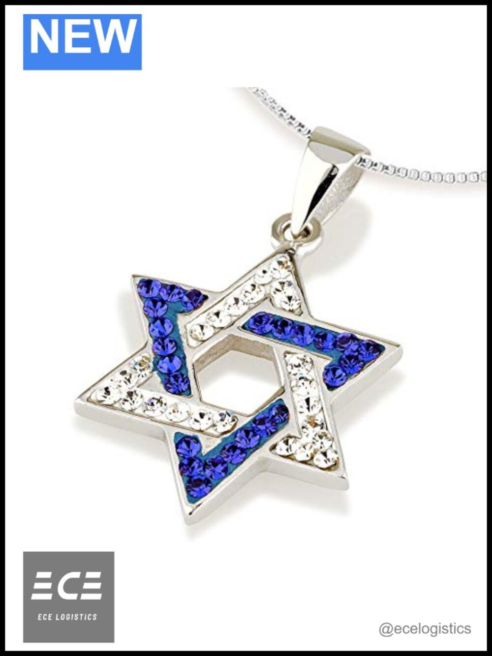 925 Sterling Silver Star of David Pendant Necklace Interlocked Religious